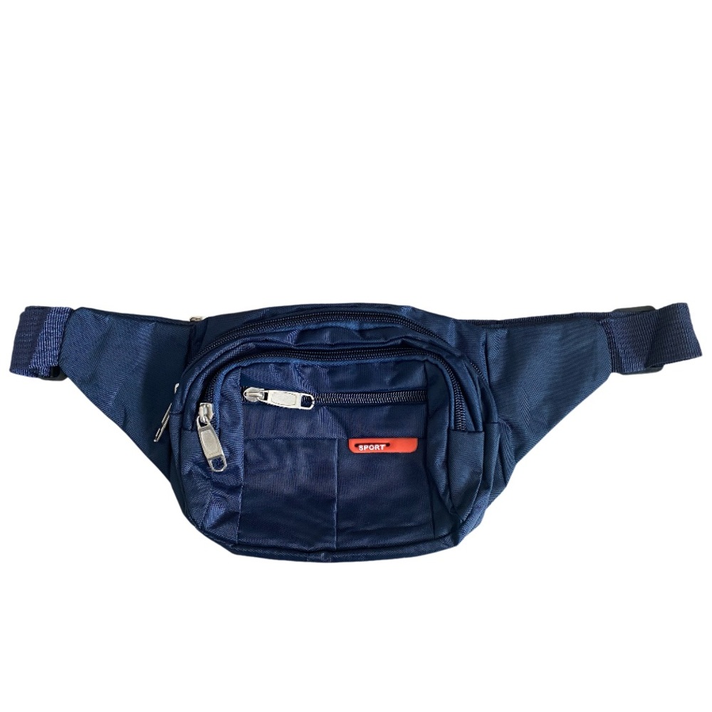 NWOT Navy Blue Sport Multi Pocket Zip Up Fanny Pack